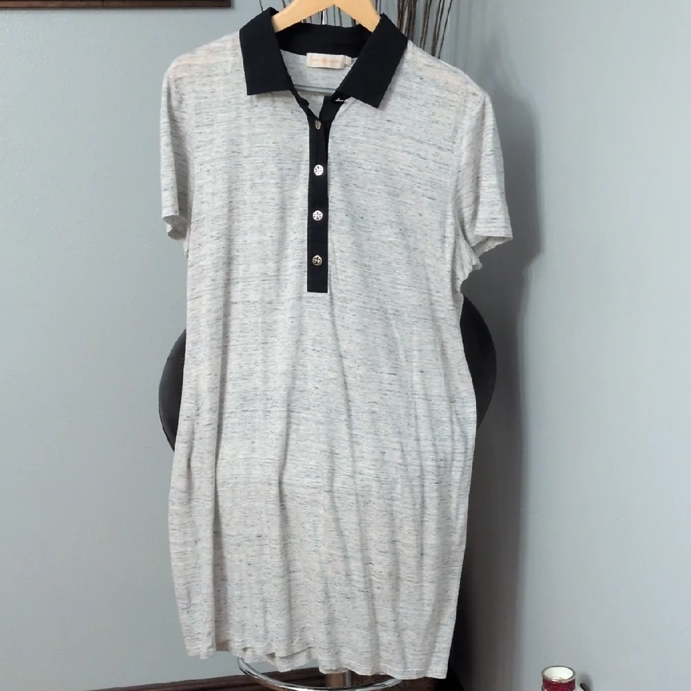 Tory Burch Space Dyed Black and White Polo Dress